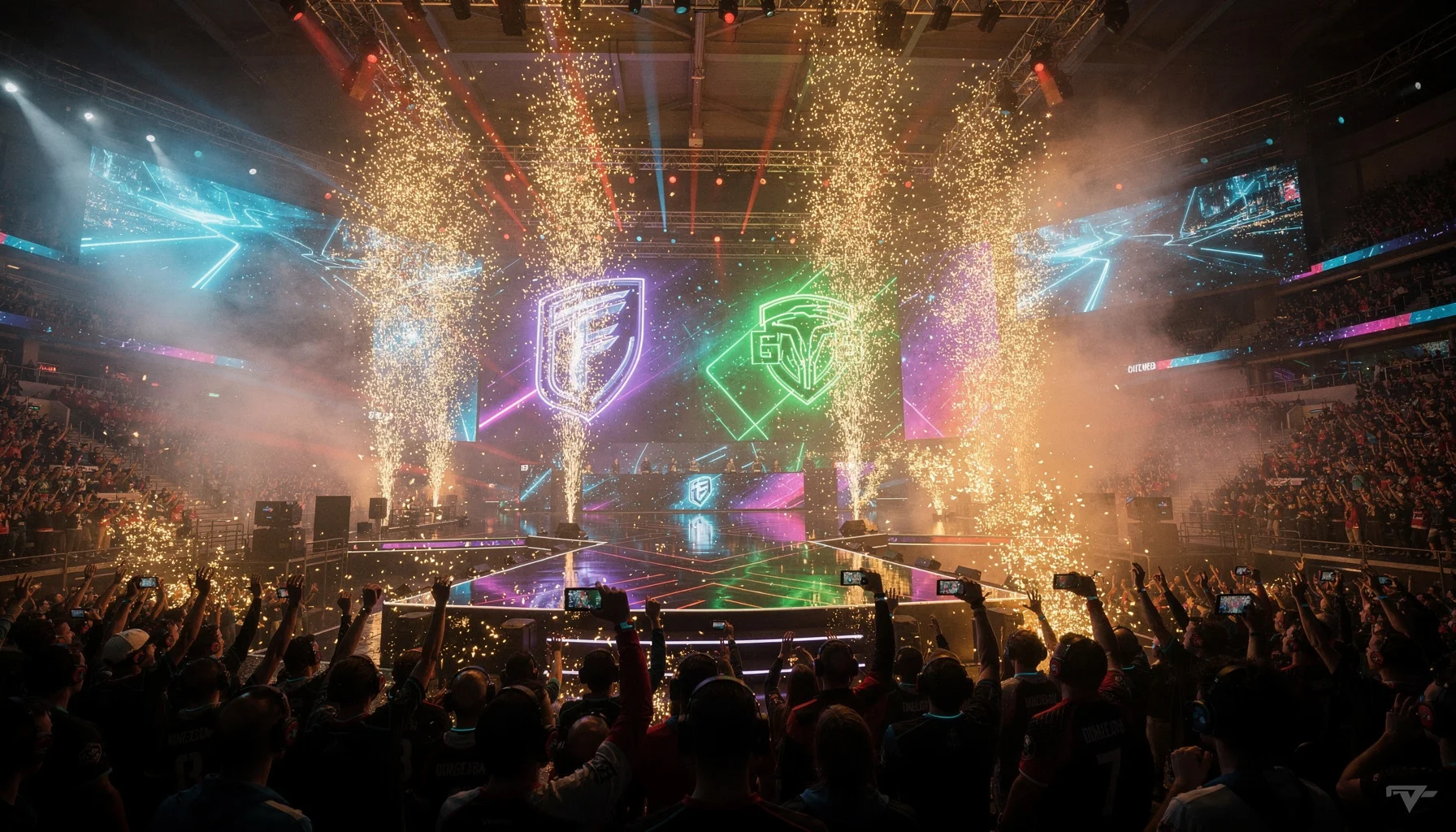 Pyrotechnik beim Esports-Event Opening